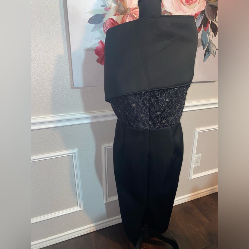 Lace Cut Out Split Back Bodycon Dress || Size 2XL || Black - Picture 8 of 15
